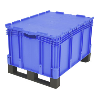Conteneur gerbable Bito Euro XL avec couvercle à charnière en deux parties et patins montés bleu 600 mm 800 mm