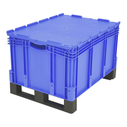 Conteneur gerbable Bito Euro XL avec couvercle à charnière en deux parties et patins montés bleu 600 mm 800 mm