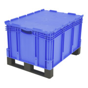 Conteneur gerbable Bito Euro XL avec couvercle à charnière en deux parties et patins montés bleu 600 mm 800 mm-1