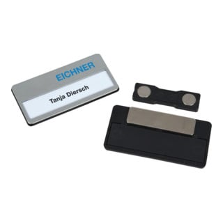 Badge Eichner en plastique noir + argent