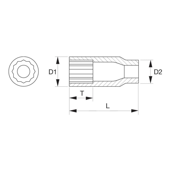 Bahco Douille à chocs 1/2" 21 mm 12 pans