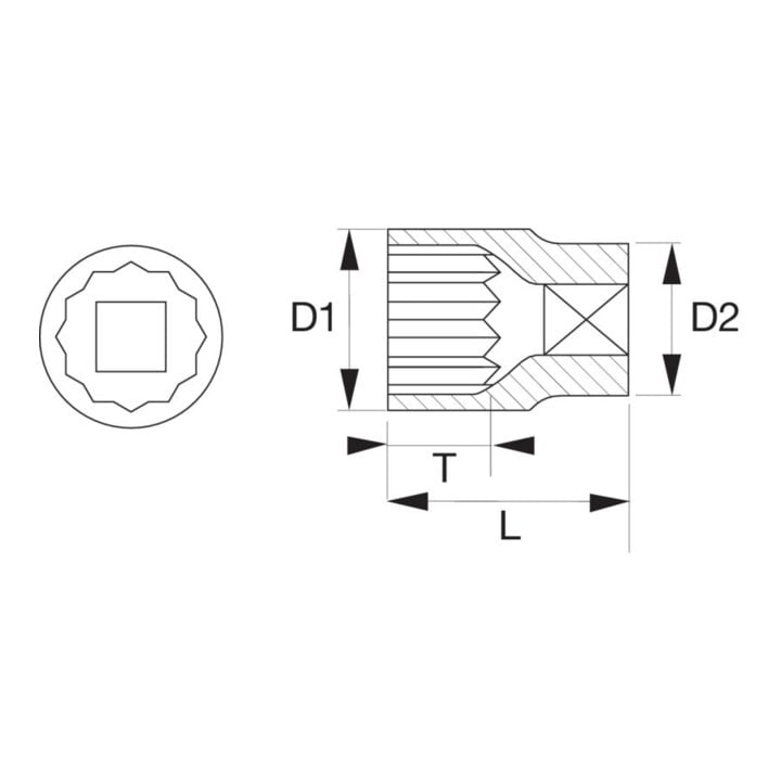 Bahco Douille à cliquet 1/2" 28 mm 12 pans DIN3124