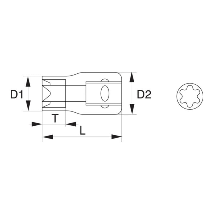Bahco Douille à ergot 1/2" E12 chromée brillante
