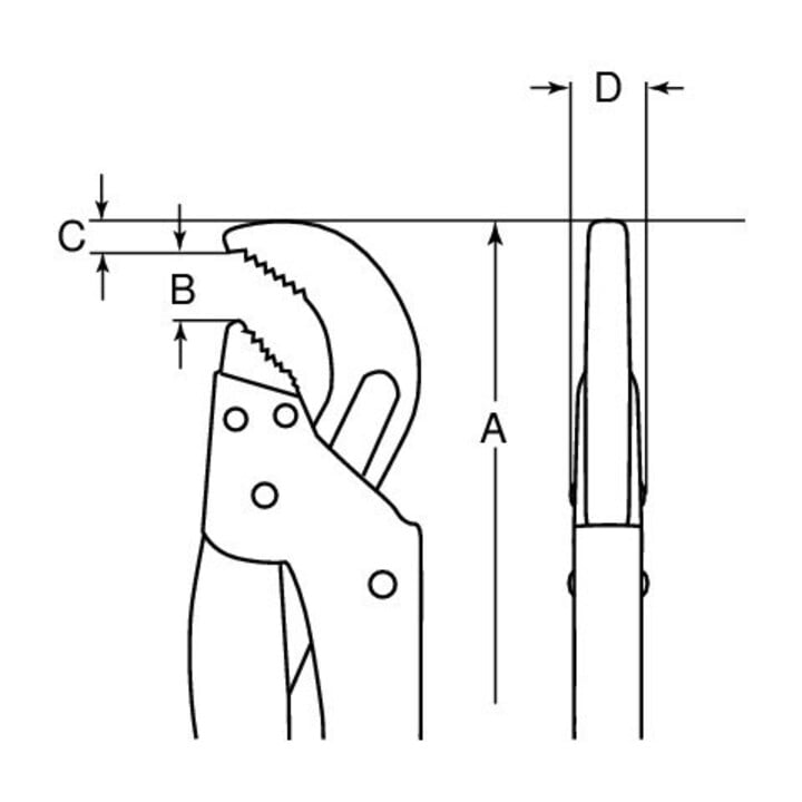 BAHCO Eckrohrzange 45G Abgewinkelte Backen 430mm