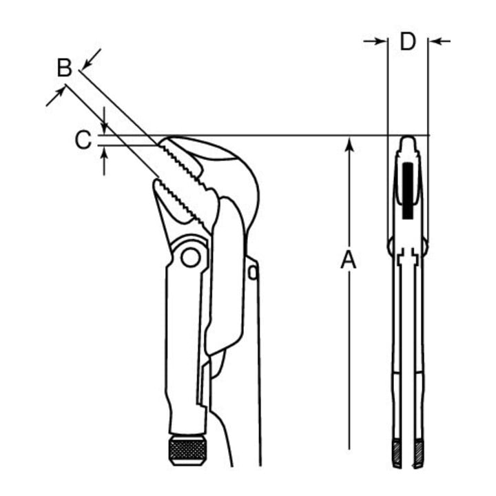 Bahco Eckrohrzange Spitzmaul DIN5234 2"