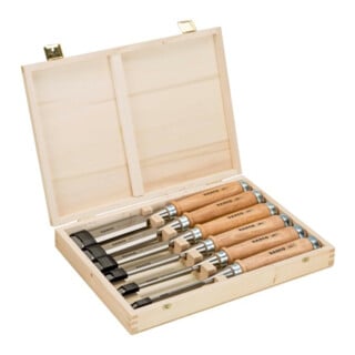 Bahco Jeu de burins à bois manche en bois 6 pièces dans caisse en bois