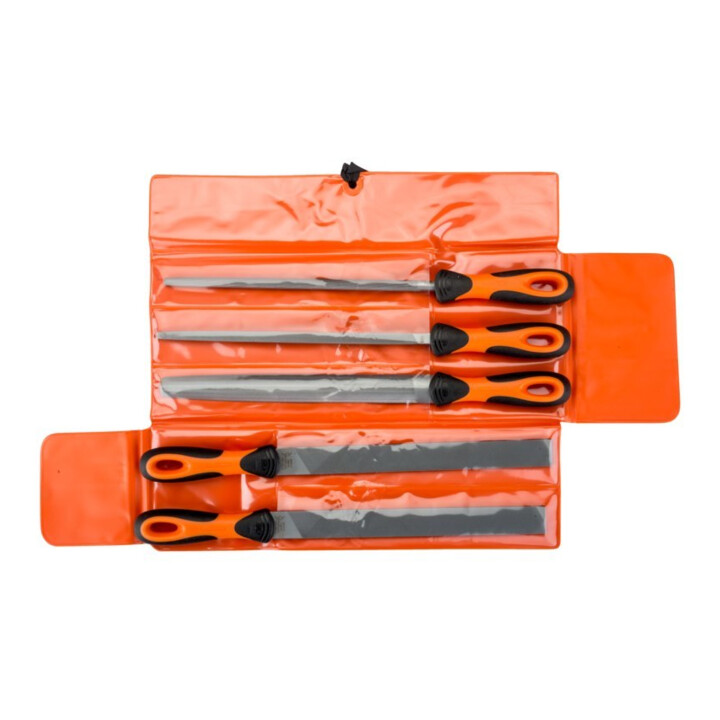 Bahco Set de limes 250 mm grain 1+2, 5 pièces, dans pochette roulante
