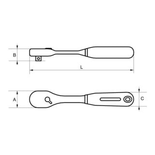 Bahco Umschaltknarre 1/4" schmaler Kopf