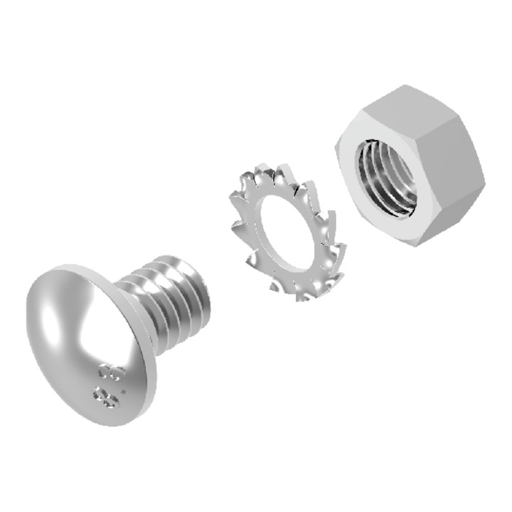 Baks Flachrundschraube M6 12 mm lange mit Unterlegscheibe geriffelt