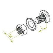 Baks Flachrundschraube M6 12 mm lange mit Unterlegscheibe geriffelt-3