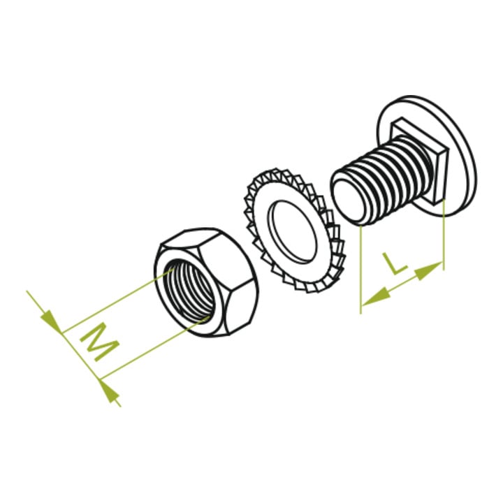 Baks Flachrundschraube M6 12 mm lange mit Unterlegscheibe geriffelt