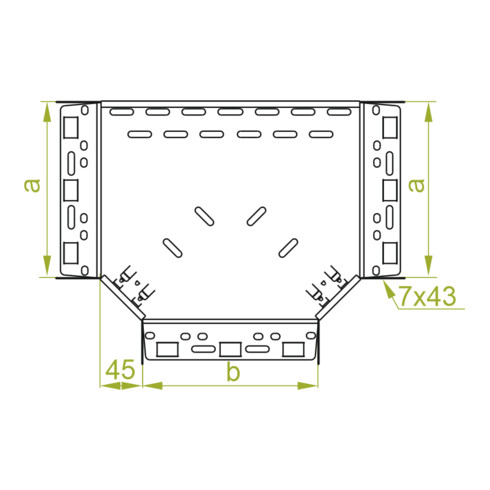 Baks Pièce en T pour chemins de câbles épaisseur 1 mm hauteur latérale 60 mm