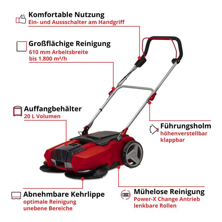 Balayeuse sans fil Einhell TE-SW 18/610 Li-Solo