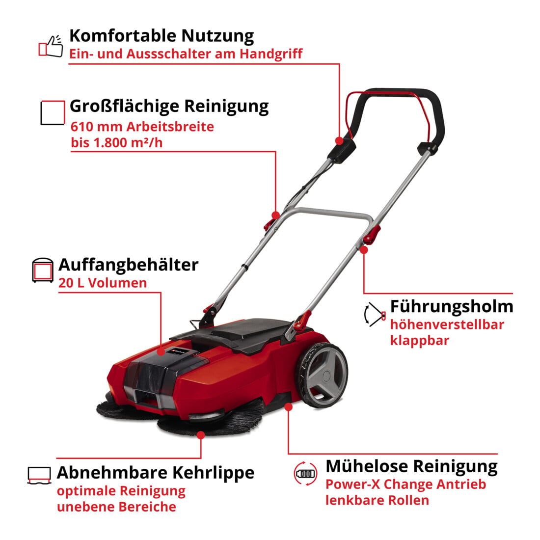 Balayeuse sans fil Einhell TE-SW 18/610 Li-Solo