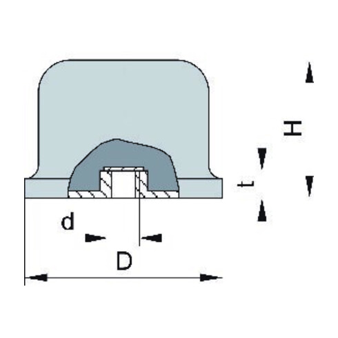 Ballig Tampon caoutchouc-métal Type E D80xH60 M12 NR55