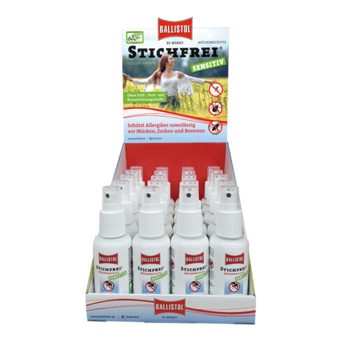 BALLISTOL Stichfrei Sensitiv Présentoir 20x Spray-pompe 100ml