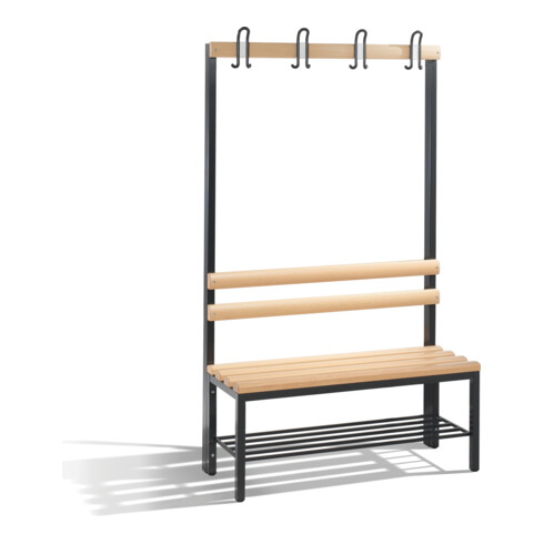 Banc d'armoire C+P Basic avec support à chaussures, H1650xL1000xP403mm, gris noir/hêtre