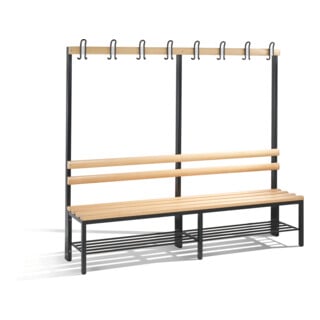 Banc d'armoire C+P Basic avec support à chaussures, H1650xL1960xP403mm, gris noir/hêtre