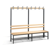 Banc d'armoire C+P Basic avec support à chaussures, H1650xL1960xP403mm, gris noir/hêtre