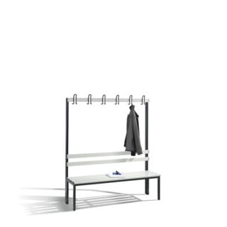 Banc d'armoire C+P Basic, H1650xL1500xP403mm Couleur Bandes d'assise gris clair Couleur Cadre noir gris noir