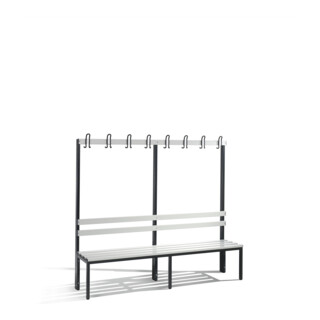 Banc d'armoire C+P Basic, H1650xL1960xP403mm Couleur Bandes d'assise gris clair Couleur Cadre noir gris noir