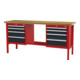 STIER Banco da lavoro con 8 cassetti largh.xprof.xalt. 2000x600x960 mm RAL 3020 / RAL 7016-1