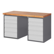 STIER Banco da lavoro Premium con 10 cassetti largh.xprof.xalt. 1500x700x840 mm