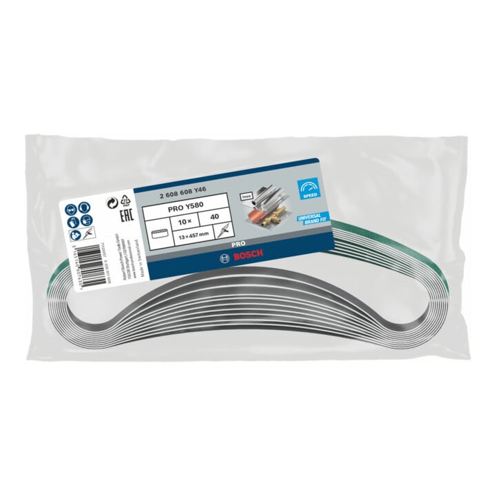 Bande abrasive Bosch Y580 Meilleur pour Inox 13 x 457 mm 40