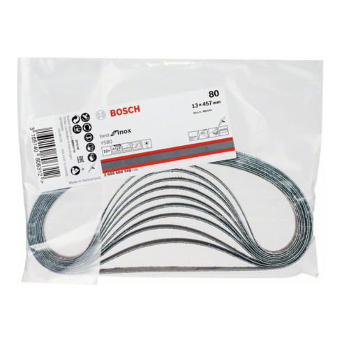Bande abrasive Bosch Y580 Meilleur pour Inox 13 x 457 mm 80