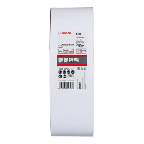 Bande abrasive X440, set de 10 pièces 75 x 533 mm, 180