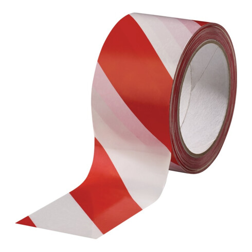 Bande de marquage d'avertissement PVC rouge/blanc L. 66 m l. 60 mm Rouleau