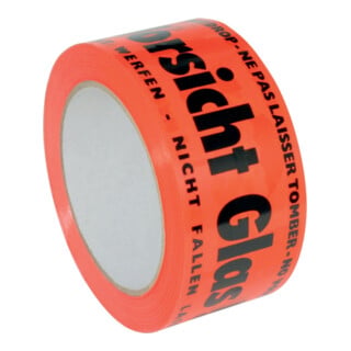 Bande de signalisation PVC 50 mm x 66 m Attention Verre orange fluorescent