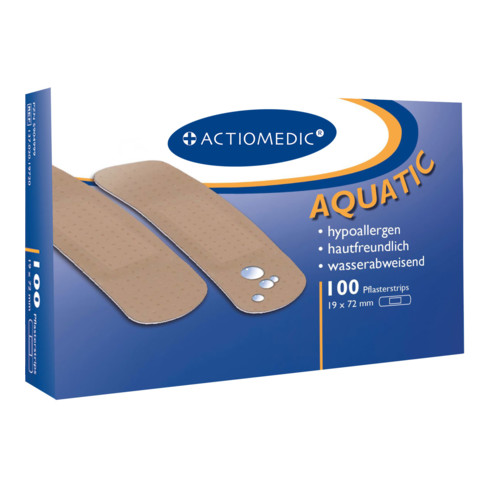 Bandes de sparadrap aquatique Actiomedic, 19 x 72 mm, couleur peau, paquet de 100
