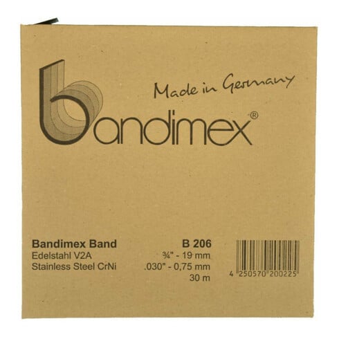 bandimex Bande en acier inoxydable V2A, 9,5 mm-3/8", L 30 m