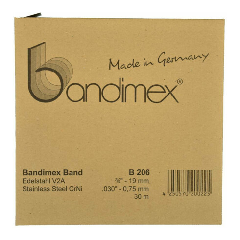 bandimex Bande en acier V2A, 16 mm-5/8", L 30 m