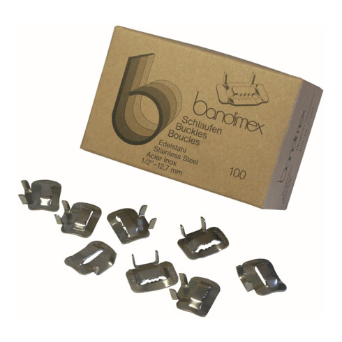 bandimex Boucle V2A 12,7 mm-1/2", 100 pièces