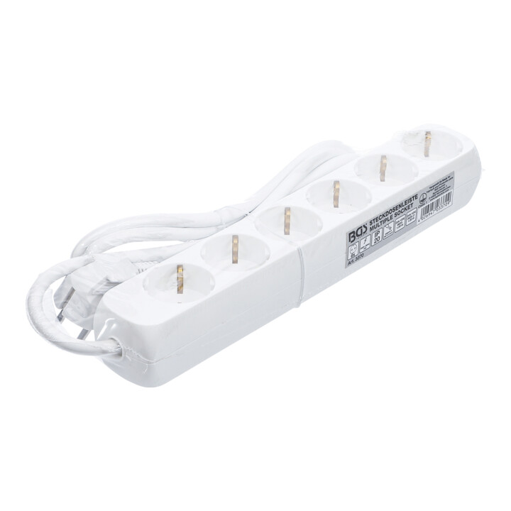 Barre de prises de courant BGS sextuple, cordon de 1,4 m, 3 x 1,5 mm², IP 20