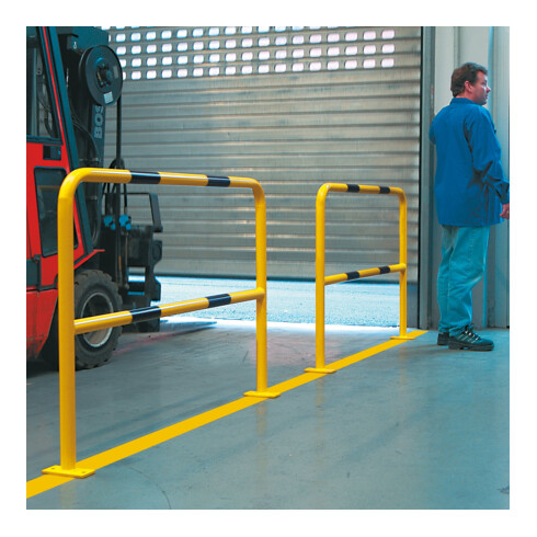 Barre de protection en acier Moravia pour l'intérieur noir/jaune 1000 x 1500 mm pour montage sur goujon