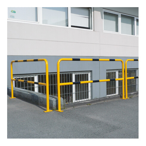 Barre de protection en acier Moravia pour l'intérieur noir/jaune 1000 x 2000 mm pour montage sur goujon