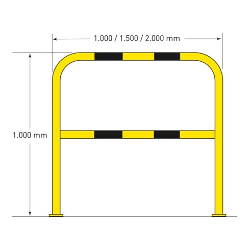 Barre de sécurité en acier Moravia pour l'extérieur noir/jaune 1000 x 2000 mm pour la fixation des chevilles