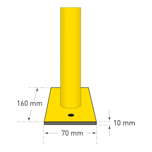 Barre de sécurité en acier Moravia pour l'extérieur noir/jaune pour le chevillage 1000 mm 48 mm