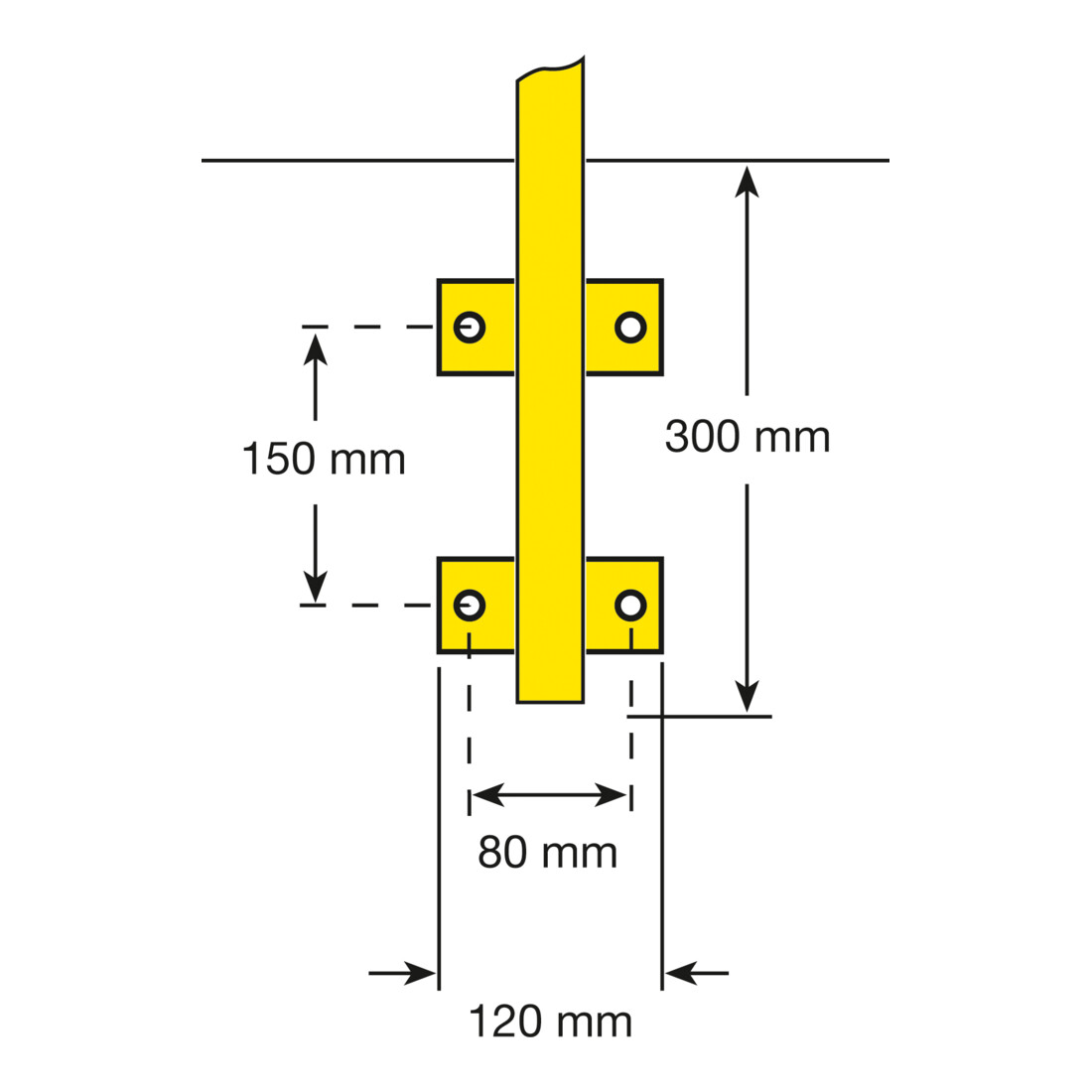 Moravia Arceau de protection en acier noir/jaune 1300 × 1000 mm pour montage mural intérieur