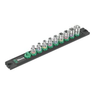 Barre magnétique pour douilles Wera A Imperial 1 Jeu de douilles Zyklop, 1/4", système impérial, 9 pièces