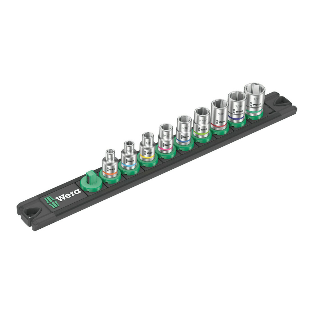 Barre magnétique pour douilles Wera A Imperial 1 Jeu de douilles Zyklop, 1/4", système impérial, 9 pièces