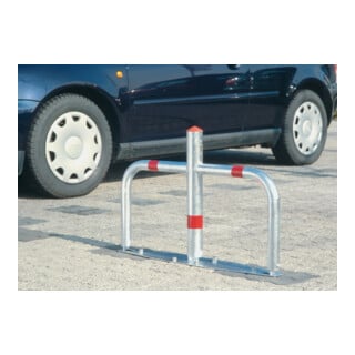 Barrière de parking B760xH500mm D. 60/40 mm argent ac bandes réfléchissantes rou
