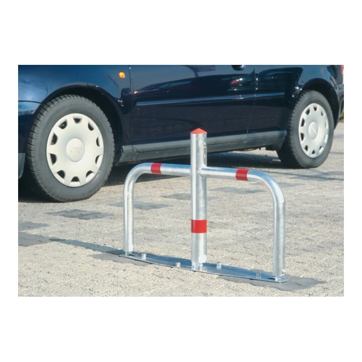 Barrière de parking B760xH500mm D. 60/40 mm argent ac bandes réfléchissantes rou