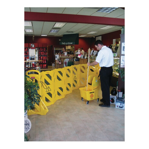 Barrière de sécurité polyéthylène jaune l.600xH1000mm mobile, 16 pièces RUBBERMA
