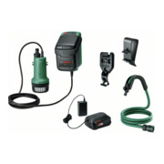 Bosch Pompe per acqua piovana a batteria GardenPump 18V-2000, batteria 18V 2,5Ah, caricabatterie AL 1810 CV