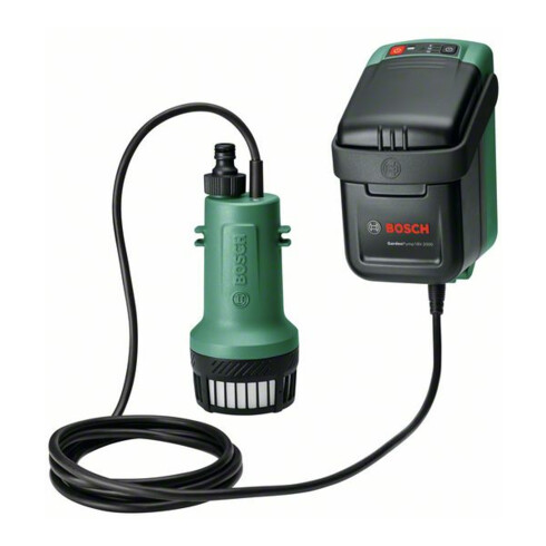 Bosch Pompe per acqua piovana a batteria GardenPump 18V-2000, batteria 18V 2,5Ah, caricabatterie AL 1810 CV