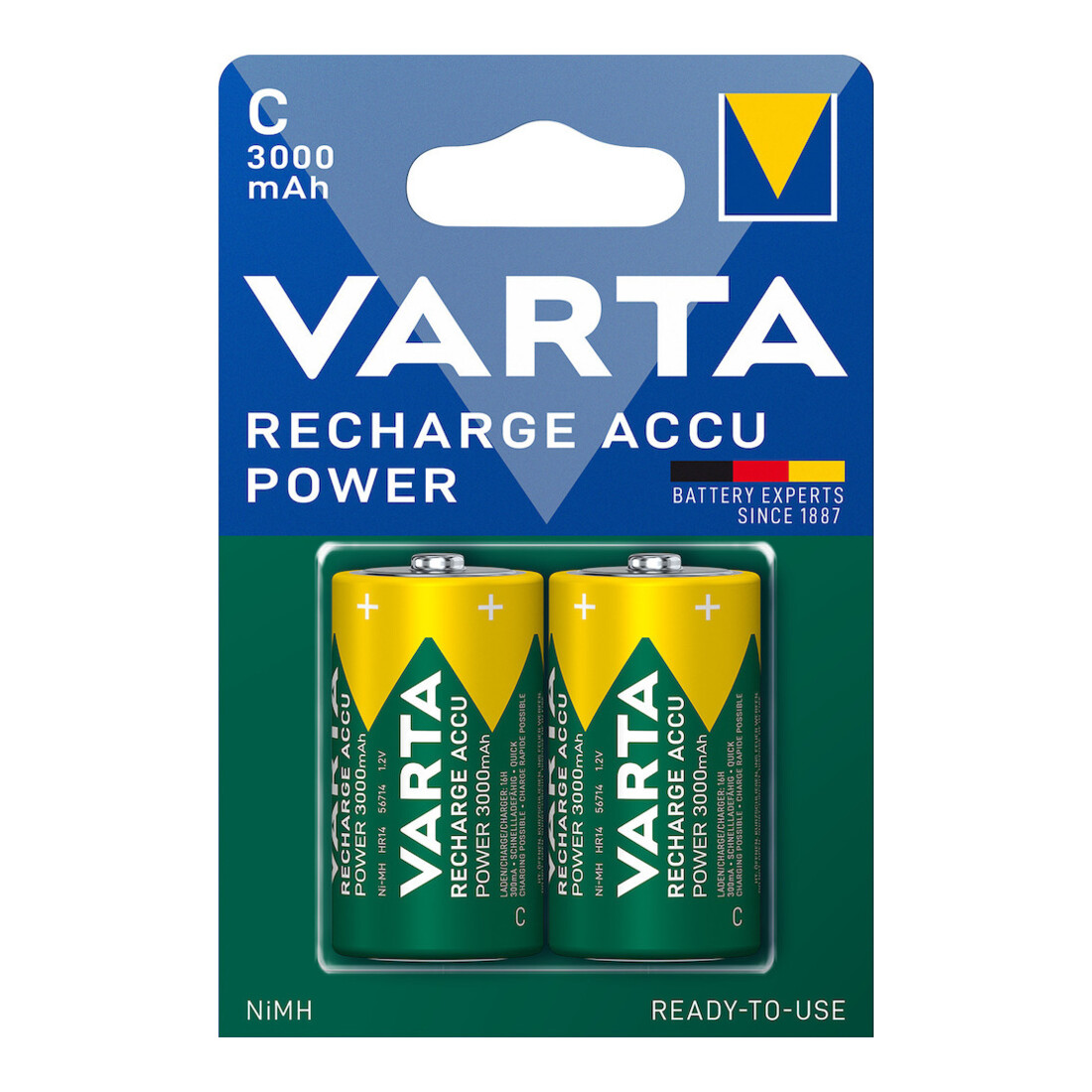 Batterie d´accumulateur 1,2 V 3000 mAh R14-C-Baby HR14 2 2pces/blister VARTA